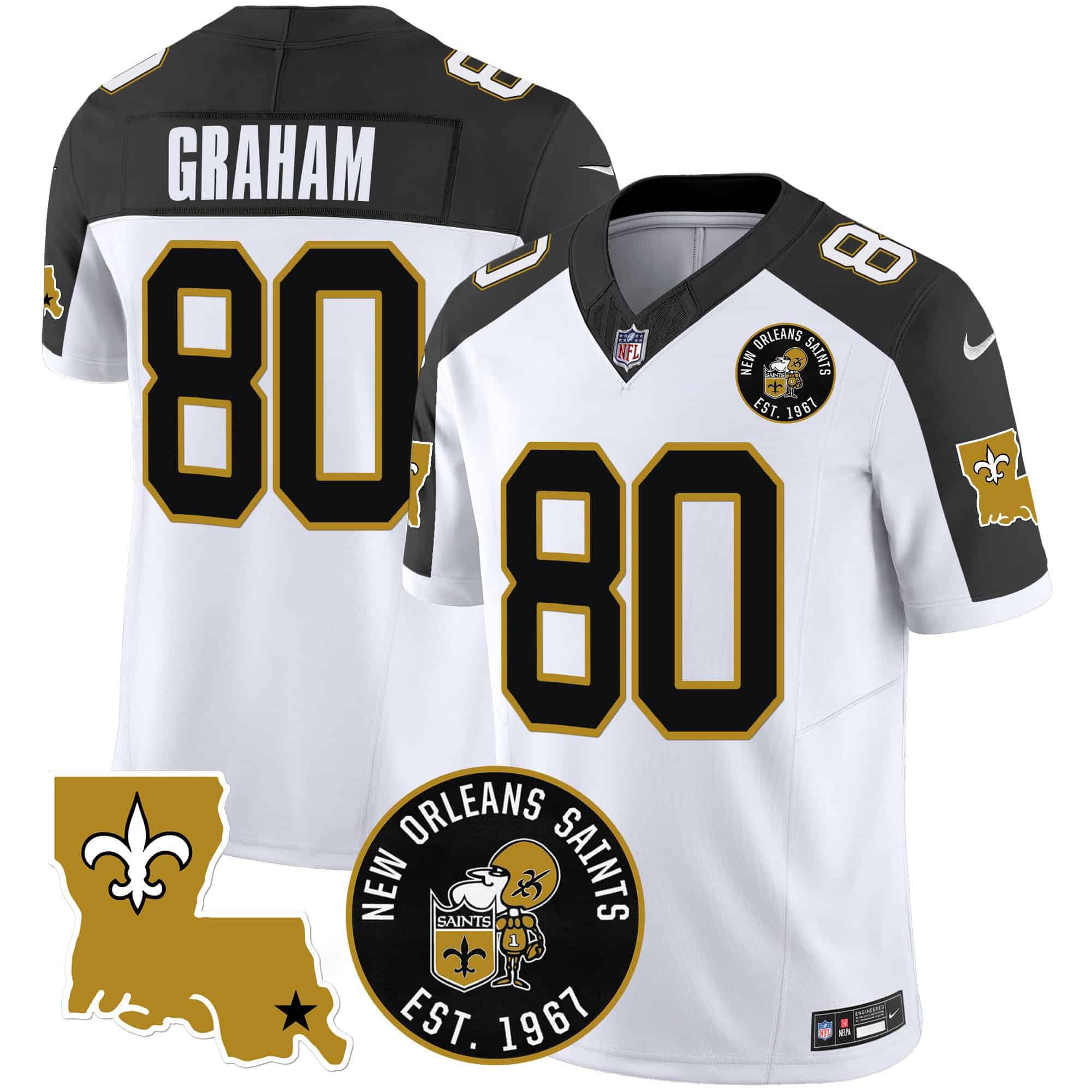 Men New Orleans Saints #80 Graham White 2024 Nike 1967 Patch Vapor Limited NFL Jersey style 1->indianapolis colts->NFL Jersey